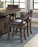 Rustic Aesthetic Dark Cherry Finish Counter Height Chair Set of 2 Wood Framed Nailhead Trim Faux B011P184615