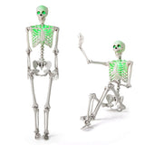 5.5ft Life-Size Pre-Lit Halloween Skeleton - Built-In Green LED Lights , Fully Poseable 34901388