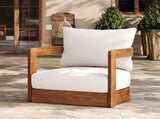 Premium Acacia Wood Outdoor Club Chair, Curved Tub Design, Water-Resistant Cushions, All-Weather N767P314269B