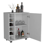 ZUN Wick Bar Cart with Integrated Wine Storage, Spacious Cabinet and Smooth Rollers B200P188880