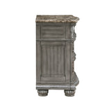 Traditional Style 1pc Luxurious Nightstand of 3 Drawers Marble Top Gray Finish Silver Tipping Wooden B011P186803