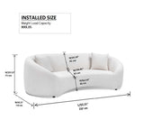 93.31" Minimalist Curved Sofa, 3 Seater, White Boucle Fleece Upholstered Sofa, Tight Curved Back W2664P240137