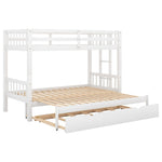 ZUN Twin over Pull-out Bunk Bed with Trundle, White 10828481