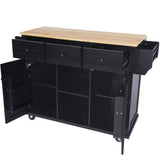 Kitchen Cart with Rubber wood Drop-Leaf Countertop ,Cabinet door internal storage racks,Kitchen 10459641