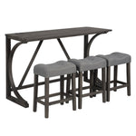 ZUN 4-Piece Bar Table Set with Power Outlet, Dining Bar Table and Chairs Set,Bar Table Set with 3 Padded W1998P193825