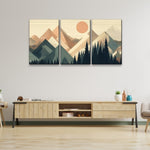 ZUN 3 Panels Framed Abstract Wood Grain Boho Style Mountain & Forest Canvas Wall Art Decor,3 Pieces W2060P155347