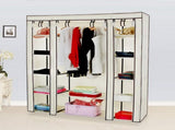 69 Inch Beige Portable Clothes Closet, Non-Woven Fabric Steel Tube PP Plastic Storage Wardrobe with 04230501