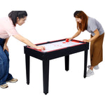 ZUN 5-in-1 Multi-Game Table - Billiards, Push Hockey, Foosball, Ping Pong, and Basketball black/red W465P164155