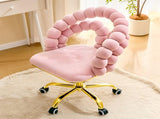 Pink Velvet Bubble Vanity Chair with Gold Base, 360&deg Swivel Height Adjustable Ergonomic Accent W3875P446136