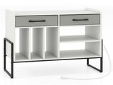Record Player Stand with Charging Station, Adjustable Shelf & Folding Drawers Vinyl Storage 12718920