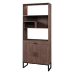 ZUN 75.9"Modern Open Bookshelf with Doors, Bookcase with Storage drawer and LED Strip Lights,Free 20340850