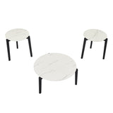 ZUN Living Room Coffee Table: Modern and stylish 24 inch round small coffee table, imitation marble W1781P178692