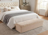 Almond Long Plush Ottoman, Modern Simple Footstool and Seat for Home Use N769P296342A