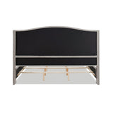 Marcella Upholstered Shelter Headboard Bed Set, King, Silver Grey Polyester B2719P238222