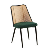 Green Rattan Dining Chairs Set of 2,Boucle Chairs with Natural Cane Back, Upholstered Dining Room W1164P218678