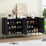 ON-TREND Luxurious Shoe Cabinet with 5 Metal Legs, Modern TV Stand with 4 Adjustable Shelves for TVs N721P191139B
