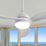 ZUN 52 Inch Indoor Ceiling Fan With Dimmable Led Light 3 Solid Wood Blades Remote Control Reversible DC W882P147251