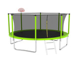 12FT Trampoline Green for Kids & Adults with Basketball Hoop and Ball ,Recreational Trampolines with K1163139545