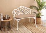 ZUN Tulip Patio Garden Bench Metal Park Bench Cast Aluminum Outdoor Furniture with Floral Rose for W640P250987