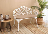 ZUN Tulip Patio Garden Bench Metal Park Bench Cast Aluminum Outdoor Furniture with Floral Rose for W640P250987