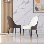 ZUN Dining Chairs Set of 2, Chair with PU Leather White and brown metal legs for Living Kitchen 52041293