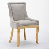 Chenille Dining Chairs, Modern Style with Curved Gold - Plated Legs & Rivet Trim, Upholstered W1143P332684