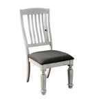 ZUN Transitional 2pcs Side Chairs Antique White Solid wood Gray Fabric Dining Room Furniture Chair Bold B011P203543