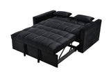 Modern Velvet Loveseat Futon Sofa Couch Pullout Bed, Small Love Seat Lounge Sofa w/Reclining T3411P309451