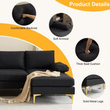 280*130*85 U-Shaped 4-Seat Linen Seat Frame Wooden Frame Back Iron Frame Golden Feet Indoor Modular 08465381