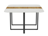 Modern 4-6 Seater Dining Table - Faux Marble and Wood Grain Tabletop with Sturdy Black Metal Frame W3875P372866