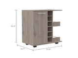 Light Oak 2-Shelf 6-Bottle Bar Cart with Division B06280457