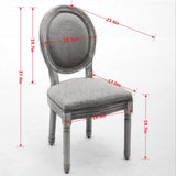 A&A Furniture,French Style Solid Wood Frame Antique Painting Linen Fabric Back Dining Chair,Set of W1143P323333