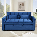 Modern Velvet Loveseat Futon Sofa Couch Pullout Bed, Small Love Seat Lounge Sofa w/Reclining T3411P309639