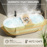 69" Freestanding Solid Surface Bathtub, Luxury Handcrafted Stone Resin Freestanding Soaking Bathtub W1573P178583