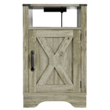 Farmhouse Nightstand Side Table, Wooden Rustic End Table, Tall Bedside Table with Electrical Outlets B082134938