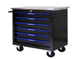 6 DRAWERS MULTIFUNCTIONAL TOOL CART WITH WHEELS-BLACKBLUE W1102P182235