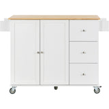 Rolling Mobile Kitchen Island with Solid Wood Top Locking Wheels,52.7 Inch Width,Storage Cabinet WF287035AAW