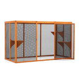 Detachable Cat Enclosure with Waterproof Roof and 3 Jumping Platforms, Orange W2181P181958