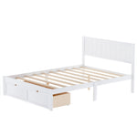 ZUN Full Size Platform Bed with Under-bed Drawers, White 50131795