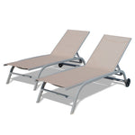 ZUN Chaise Lounge Outdoor Set of 2, Lounge Chairs for Outside with Wheals, Outdoor Lounge Chairs with 5 W1859109848