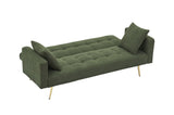 71.7 - inch Green Teddy Fleece Sofa Bed, accompanied by two charming throw pillows W3356P298510