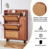 ZUN Modern minimalist storage cabinet, Japanese rattan shoe cabinet, bed top cabinet, small home W1151P147200