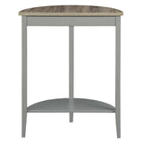 ZUN Grey Oak and Grey Half Moon Console Table with Bottom Shelf B062P181397