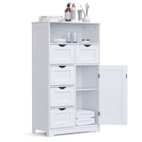 ZUN Modern White Wooden Storage Cabinet with Five Drawers and One Doors,Free-standing Cupboard for W1673P145236