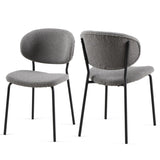 Grey Boucle Fabric Dining Chairs Set of 2,Dining Chairs with Metal Legs for Dining Room, Kitchen, W1164P195060