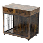 ZUN Dog Crate Furniture, Wooden Dog Crate End Table, 38.4 Inch Dog Kennel with 2 Drawers Storage, Heavy W1422109448