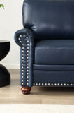Living Room Sofa Single Seat Chair with Wood Leg Navy Blue Faux Leather W1097125453