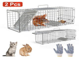 2PCS 24 Inch Humane Live Animal Trap Cage, Galvanized Steel Catch and Release Trap for Squirrel, 49318074