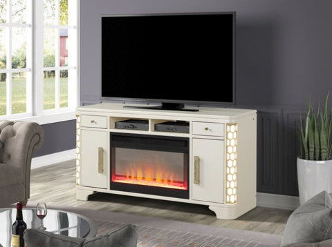 ZUN Jasmine TV Stand With Electric Fireplace in Beige B00969712