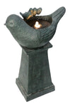 ZUN 18.7x10.6x28.5" Decorative Gray Bird Pedestal Outdoor Water Fountain with Light and Pump W2078P178883